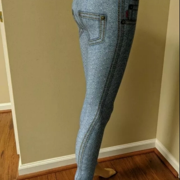 0-10 Creamy Soft Blue Jean Leggings - USA Fashion Jeggings One Size - Picture 3 of 8